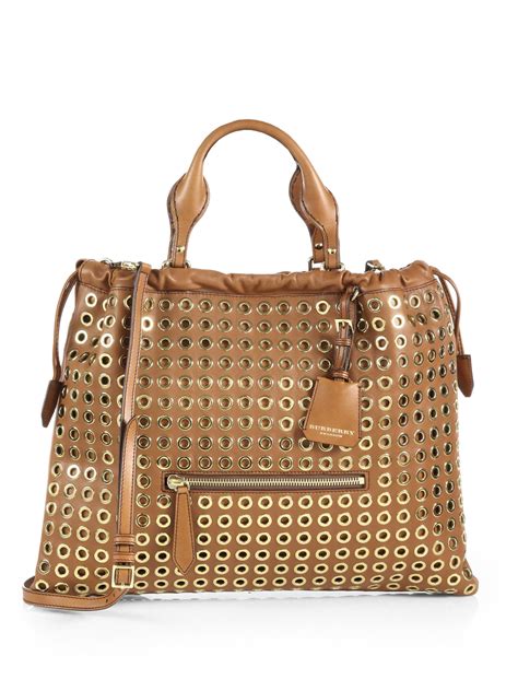 burberry big crush eyelet bag|BURBERRY Leather Big Crush Eyelet Tote Bright Tan.